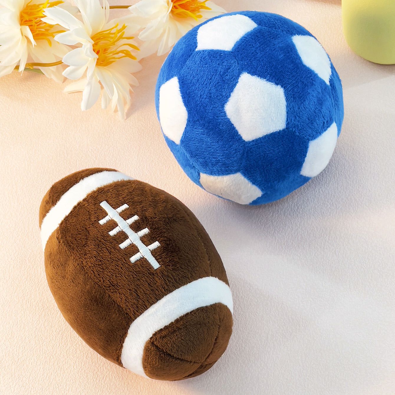 Interactive Plush Sports Ball Dog Toy Football & Rugby Fun for Puppies & Dogs