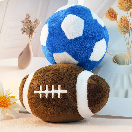 Interactive Plush Sports Ball Dog Toy Football & Rugby Fun for Puppies & Dogs