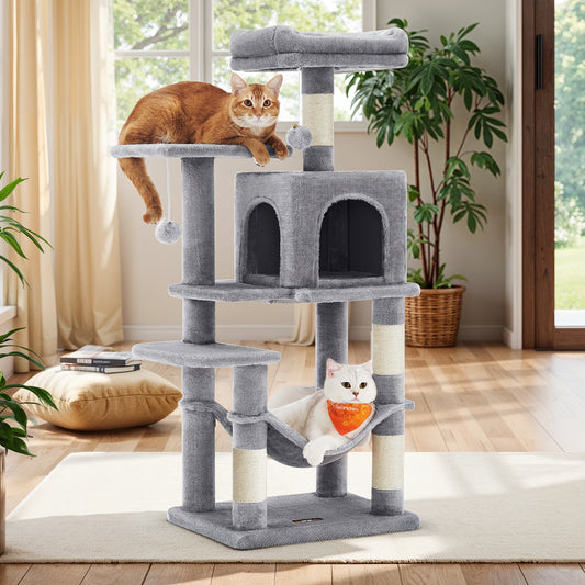 112cm Multi-Level Cat Tree – Hammock, Cave & Scratching Posts - TailAura