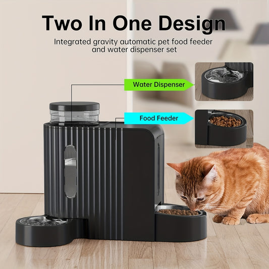 3L Automatic Pet Feeder & Water Dispenser – Gravity System with Stainless Steel Bowls - TailAura