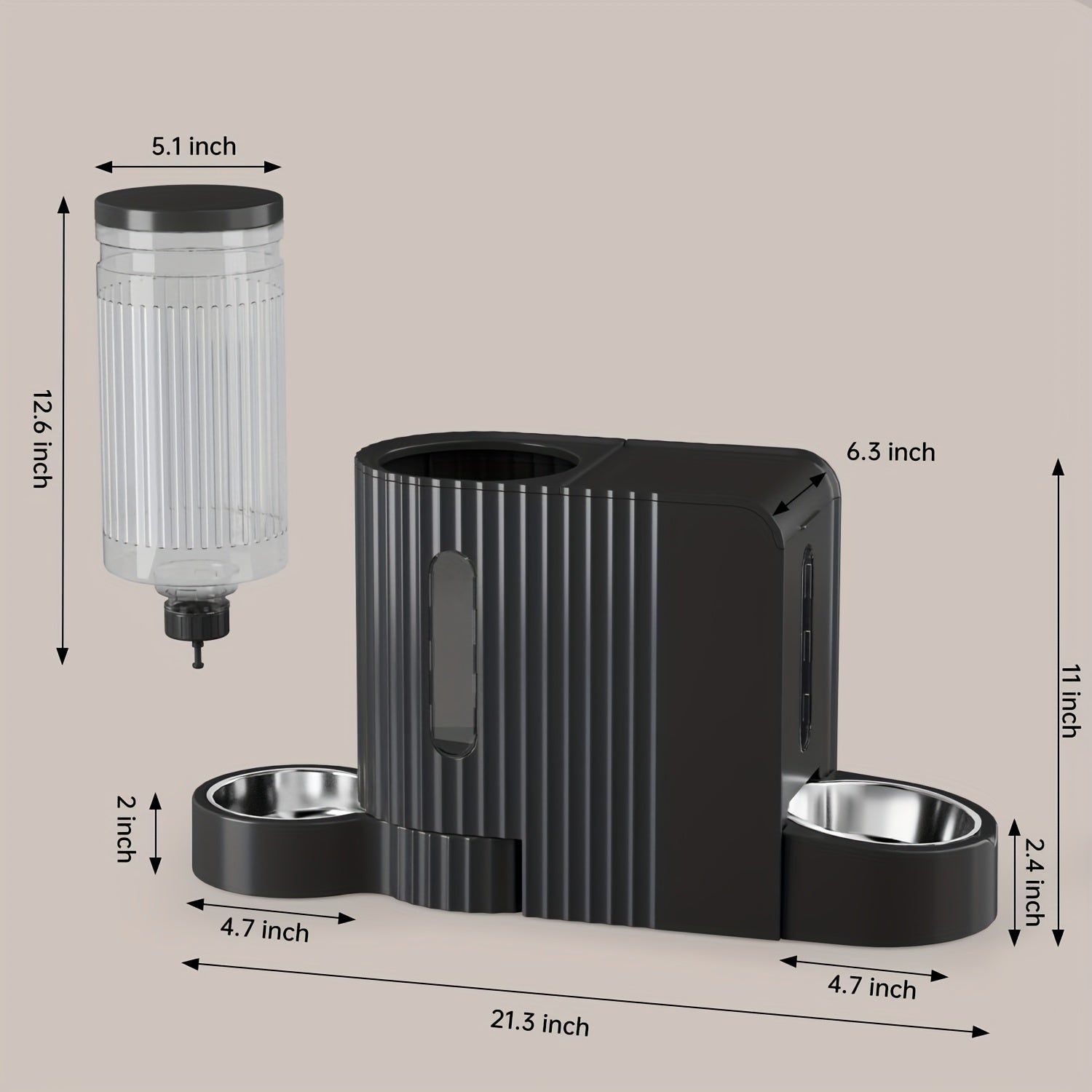 3L Automatic Pet Feeder & Water Dispenser – Gravity System with Stainless Steel Bowls - TailAura