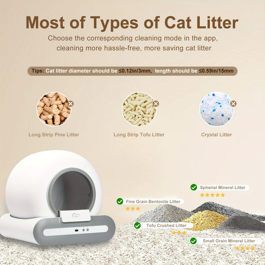 Smart Self-Cleaning Cat Litter Box – Automatic WiFi Control & 65L Waste Bin (UK Plug) - TailAura