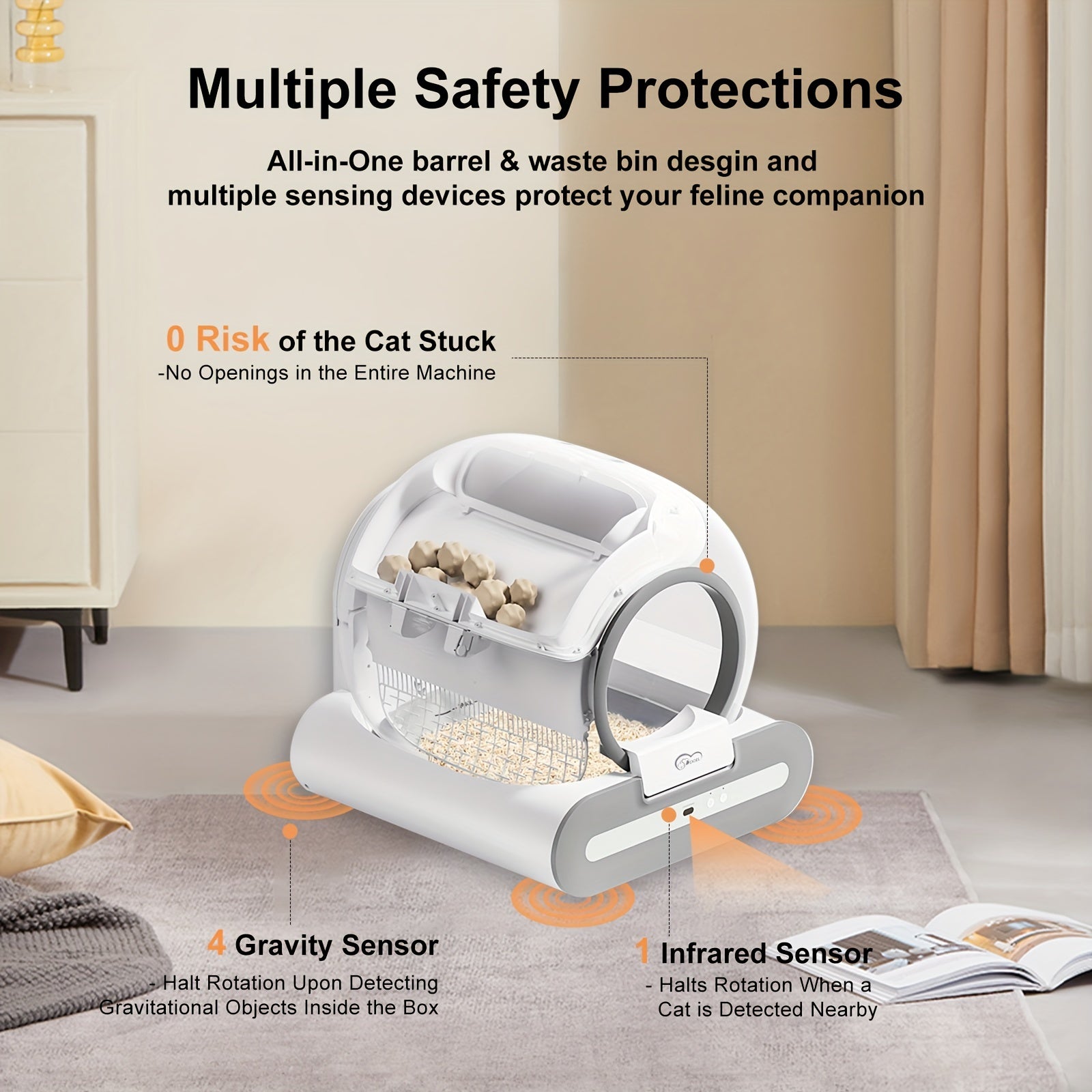 Smart Self-Cleaning Cat Litter Box – Automatic WiFi Control & 65L Waste Bin (UK Plug) - TailAura