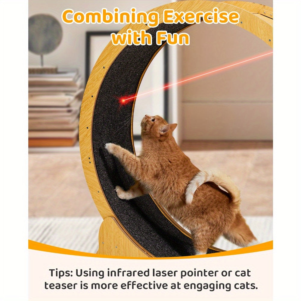 Wooden Cat Exercise Wheel – XXL Indoor Treadmill for Cats & Small Pets - TailAura
