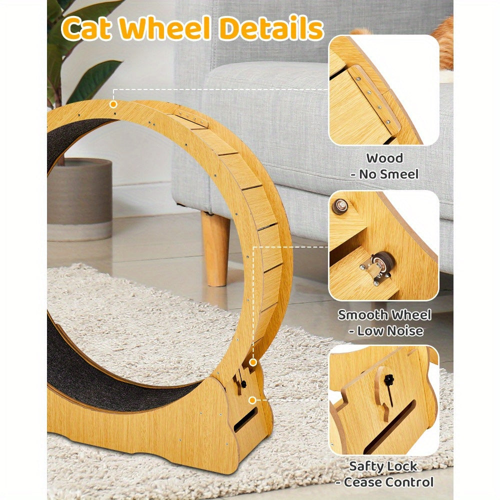 Wooden Cat Exercise Wheel – XXL Indoor Treadmill for Cats & Small Pets - TailAura