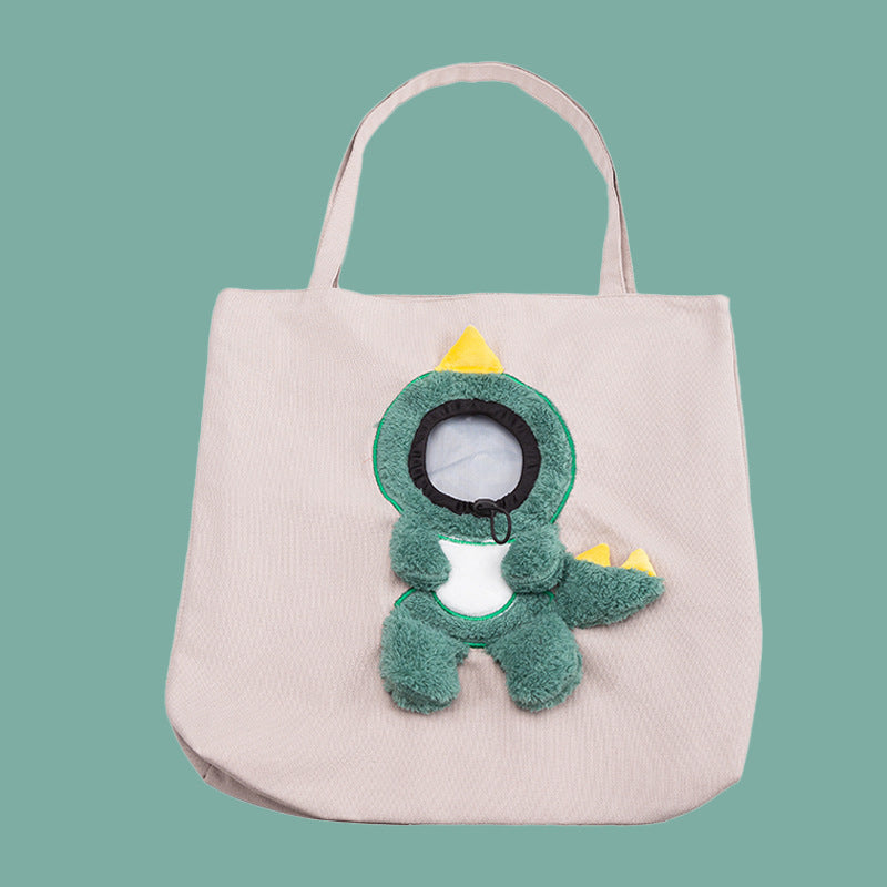 Soft Canvas Pet Travel Handbag with Adjustable Opening - Cute & Secure