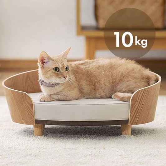 Elegant Deluxe Wooden Pet Bed with Soft Cushion – Elevated Cat Nest & Small Dog Sofa for Stylish Comfort
