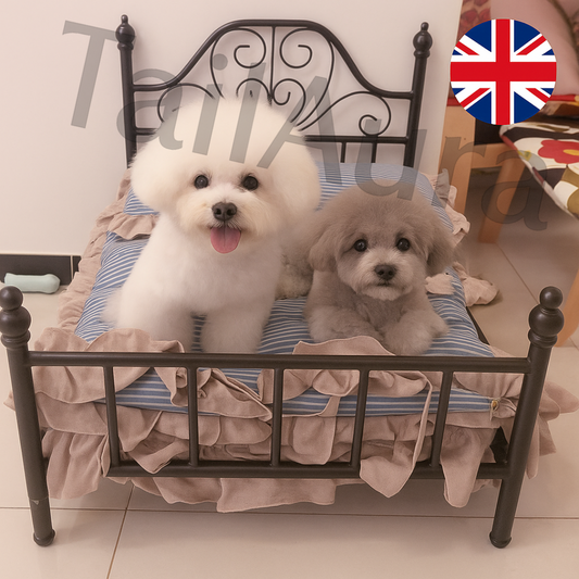 Iron Frame Pet Cradle Bed with Four-Piece Bedding Set – Size M