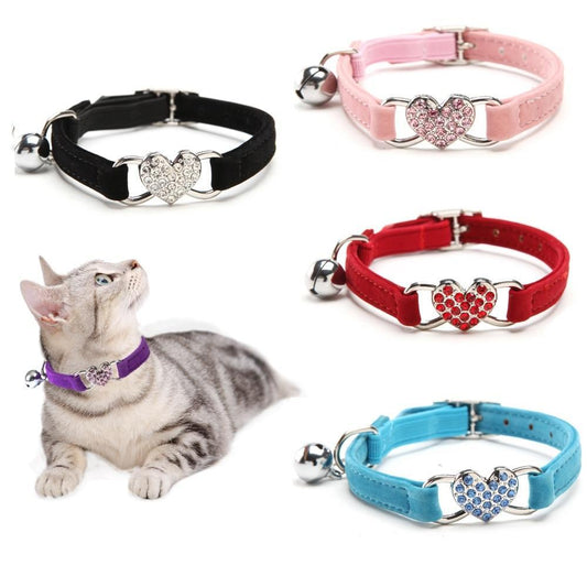 Adjustable Cat Collar with Heart Charm – Lightweight & Comfortable - TailAura