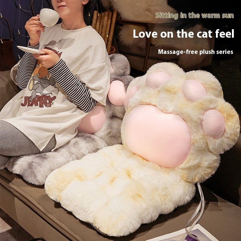 Cat Paw Backrest Cushion – Thickened Plush Seat Pad with Integrated Support for Cats, Dogs and Humans - TailAura