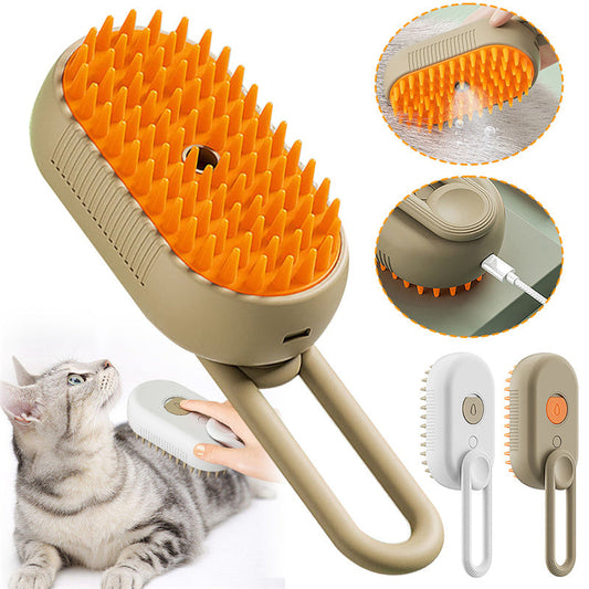 3-in-1 Electric Steam Brush – Grooming, Hair Removal & Massage for Cats & Dogs - TailAura