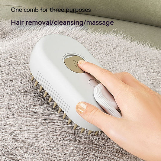 3-in-1 Electric Steam Brush – Grooming, Hair Removal & Massage for Cats & Dogs - TailAura
