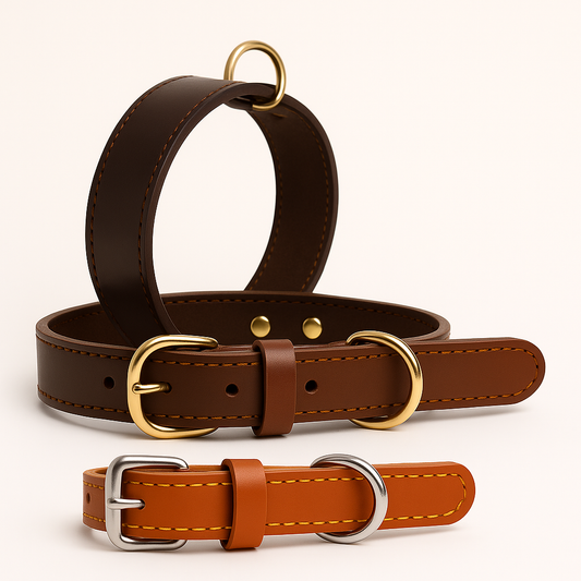 Premium Leather Dog Collar – Adjustable Cowhide & PU Collar for Small, Medium & Large Dogs - TailAura