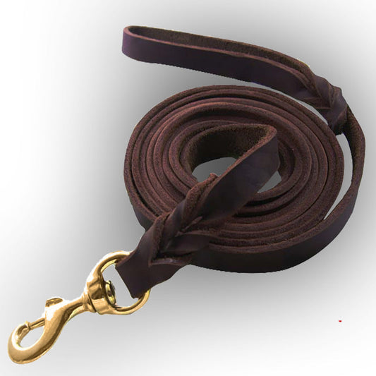 Leather Dog Training Chain Leash – 2-Meter Widened Traction Rope for Medium & Large Dogs - TailAura