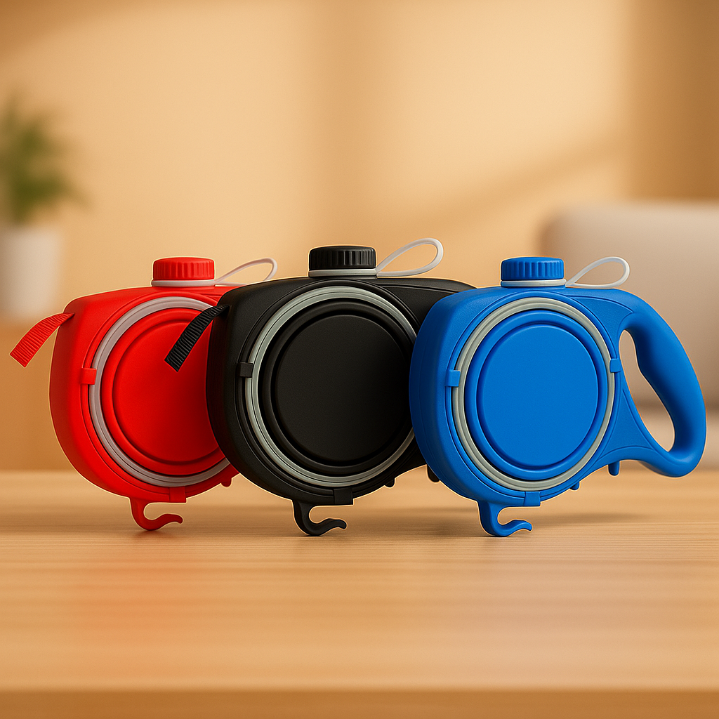 Multifunctional Retractable Dog Leash with Built-in Bowl – Portable & Tangle-Free - TailAura