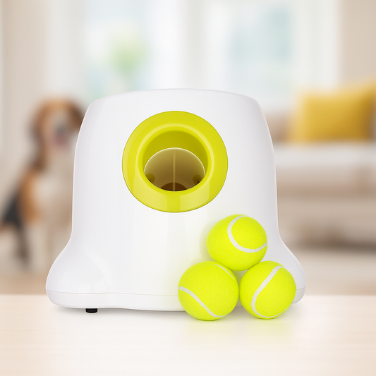 Automatic Dog Ball Launcher – Adjustable Fetch Machine with Mini Tennis Ball - TailAura