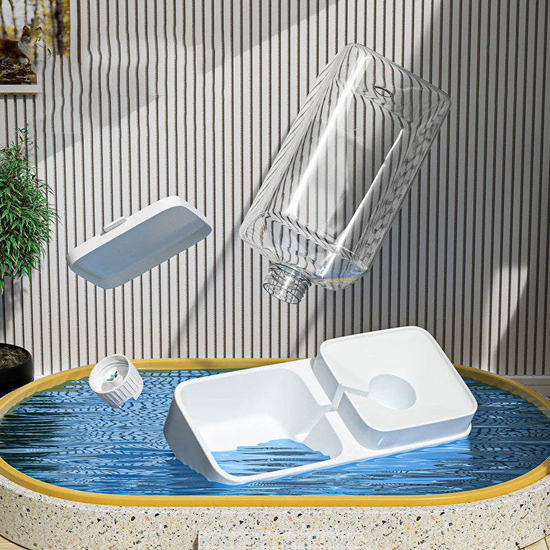 Hassle-Free Automatic Pet Food & Water Station Transparent Design - TailAura
