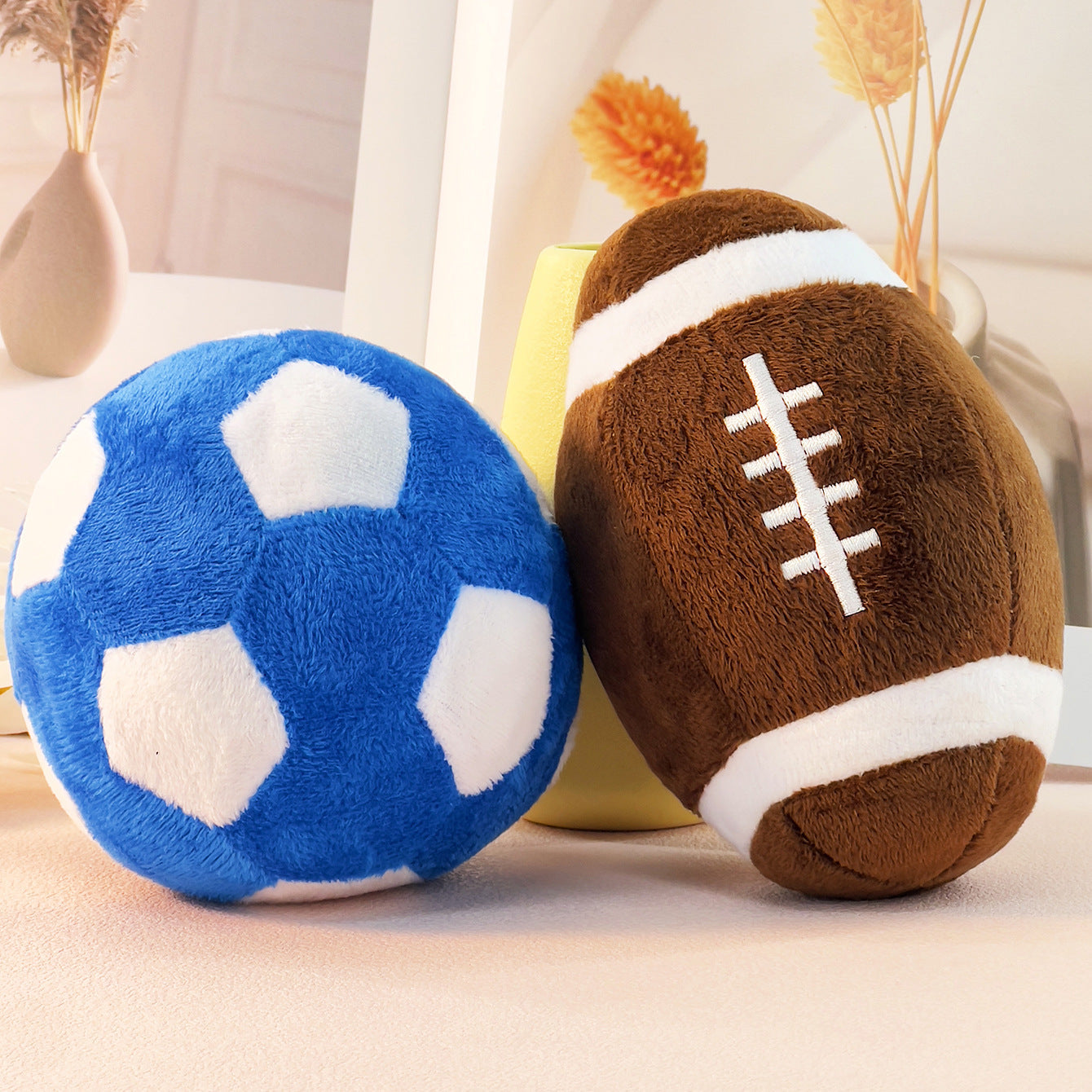 Interactive Plush Sports Ball Dog Toy Football & Rugby Fun for Puppies & Dogs - TailAura