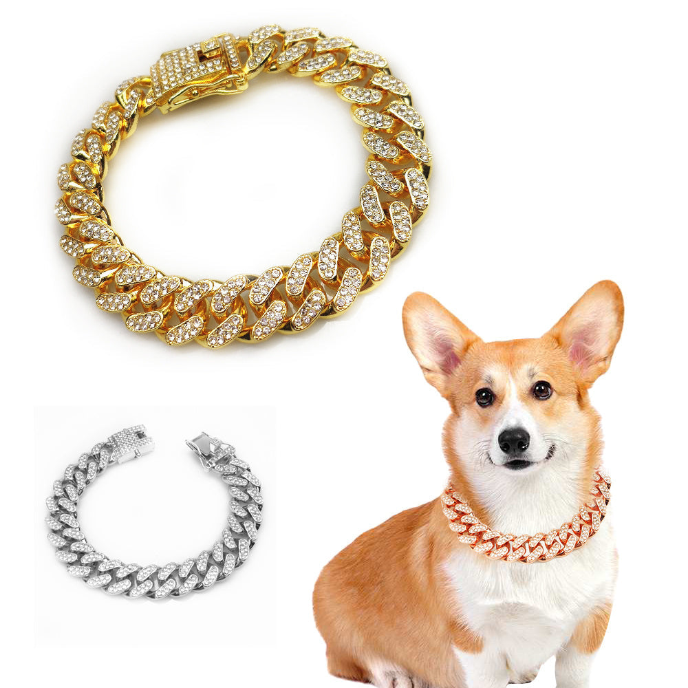 Stylish Hip Hop Pet Collar – Alloy Chain Necklace for Cats & Dogs, Trendy Unisex Design for All Seasons - TailAura