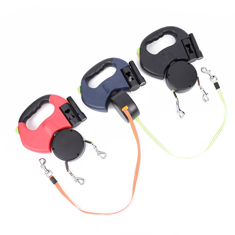 Reflective Retractable Dual Dog Leash with Lights – For Small Dogs - TailAura