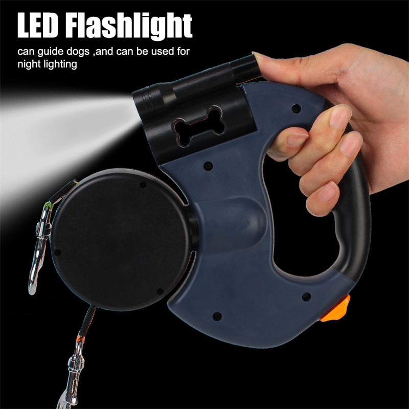 Reflective Retractable Dual Dog Leash with Lights – For Small Dogs - TailAura