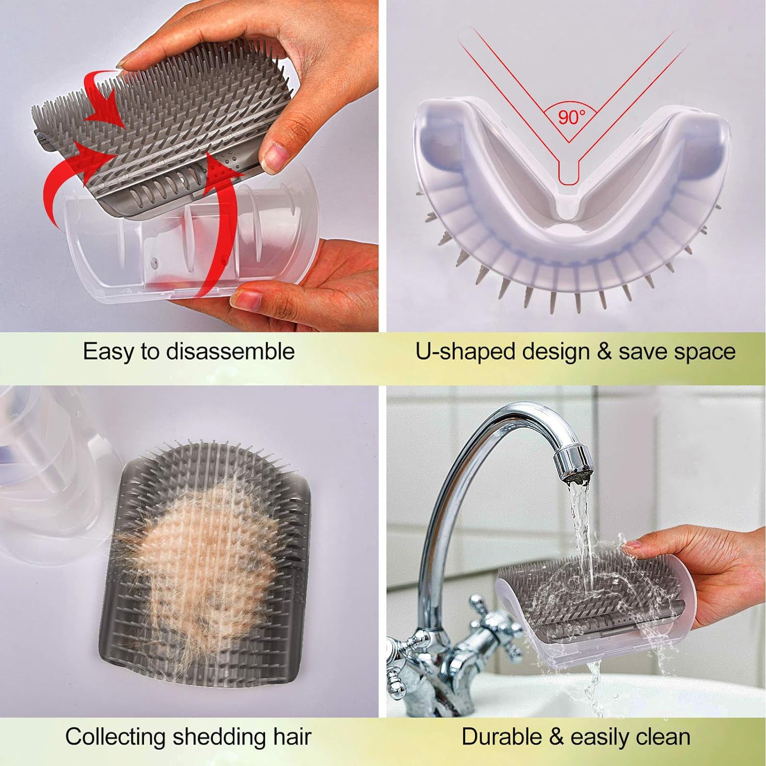 4-Pack Pet Self-Grooming Corner Brush - Gentle Massager for Cats & Dogs - TailAura