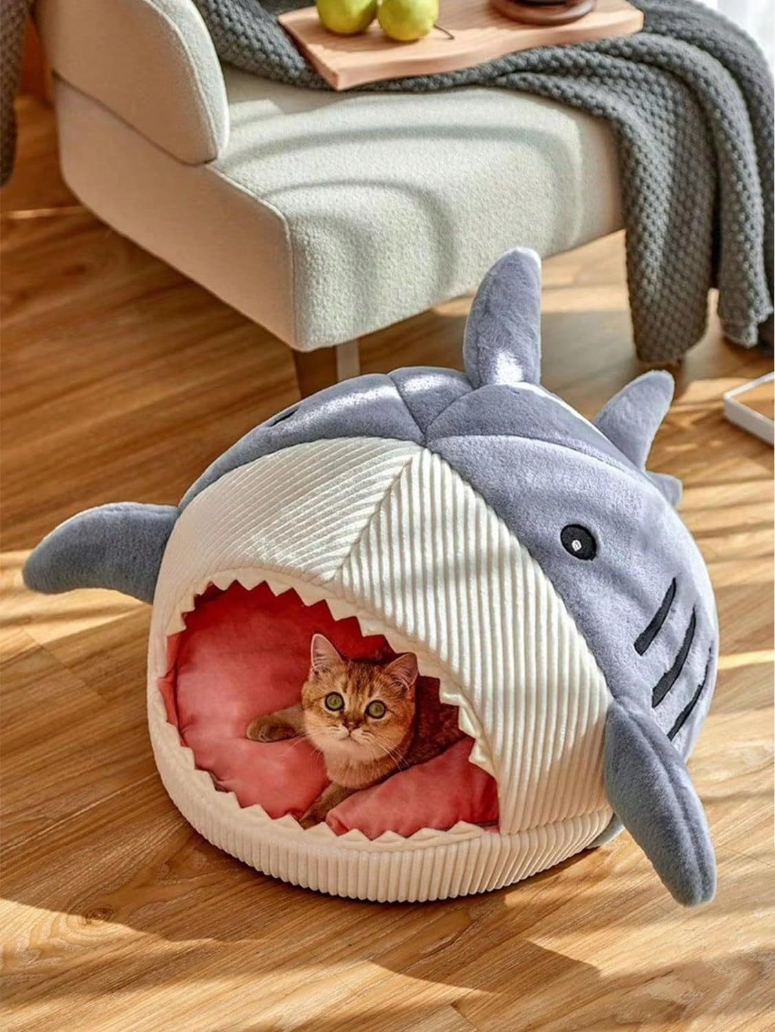 Luxury Plush Shark Pet Bed – Cosy, Fun & Enclosed Nest Design for Cats & Small Dogs - TailAura