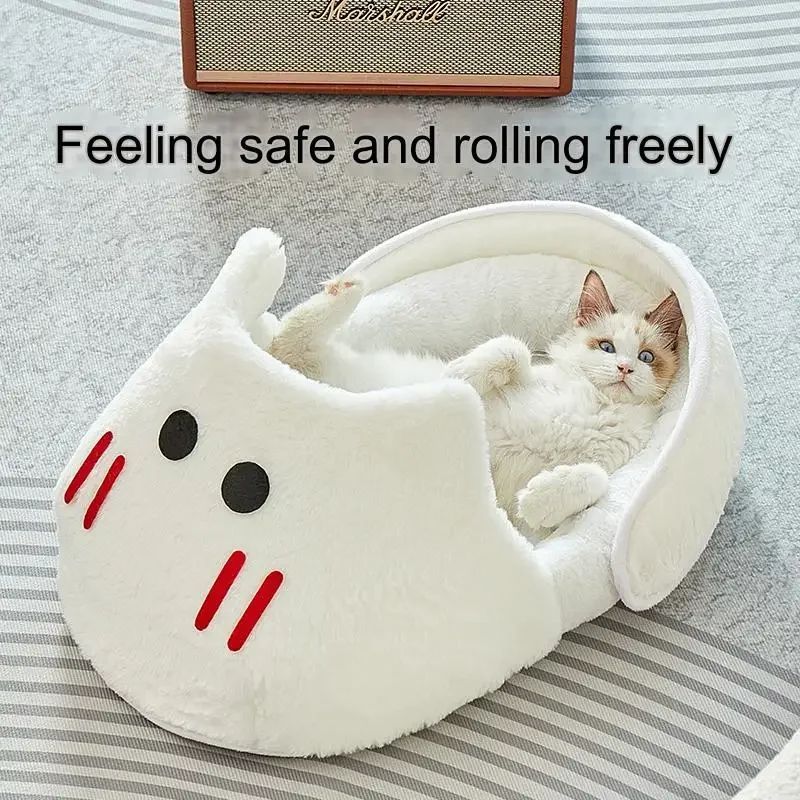 2-in-1 Portable Plush Slipper Cat Bed – Soft Covered Pet Mattress & Nest for Cats and Small Dogs - TailAura