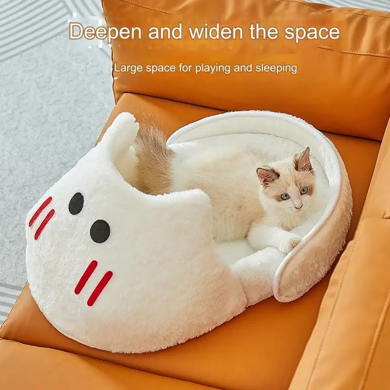 2-in-1 Portable Plush Slipper Cat Bed – Soft Covered Pet Mattress & Nest for Cats and Small Dogs - TailAura