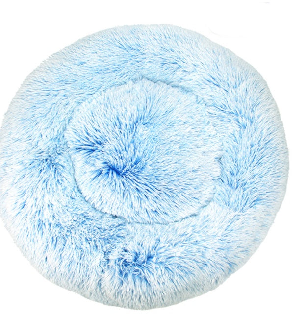 Calming Pet Nest – Plush Round Bed with Raised Rim (50cm, Washable) - TailAura