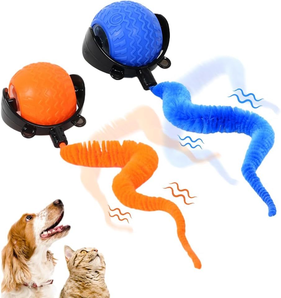 Smart Interactive Pet Ball Toy Automatic Rolling with Cord & Mouse Teaser - TailAura