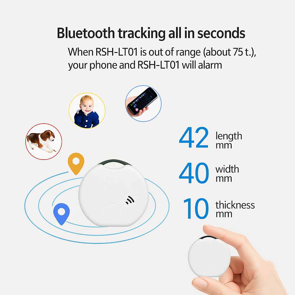 Smart Bluetooth Pet Anti-Lost Tracker – Compact Location Tracker for Pets, White - TailAura