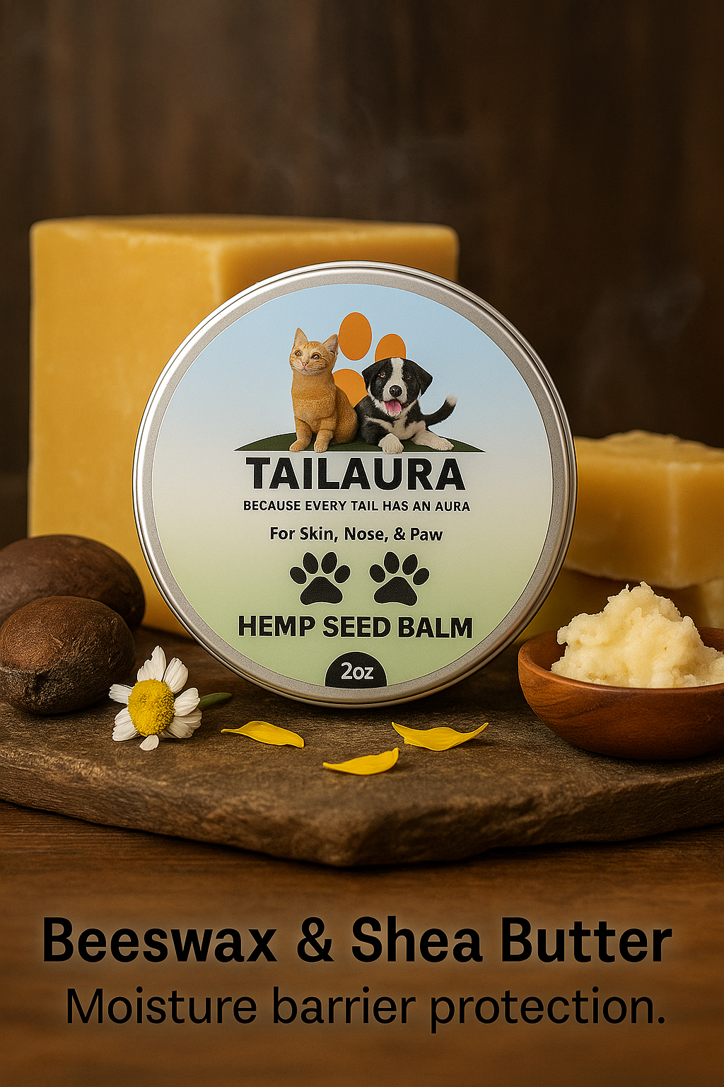 TailAura™ Restorative Hemp Seed Balm for Pets – Paw, Nose & Skin Therapy (56.7g) - TailAura